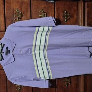 Daniel Cremieux Purple Polo Shirt with White and Green Stripes (Dillard's)